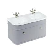 Burlington Chalfont 1000 Wall Mounted Vanity Unit With Double Roll Top Basin - Classic Grey image