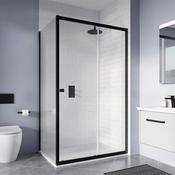 Crosswater Clear 6 Sliding Shower Door &amp;amp; Side Panel - Matt Black