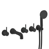 Crosswater MPRO Industrial 5 Tap Hole Wall Mounted Bath Mixer with Shower Handset image