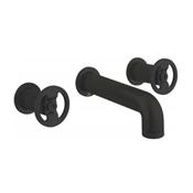 Crosswater Union 3 Hole Wall Mounted Basin Mixer Tap with Wheel Handles image