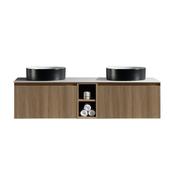Flauto 1400mm 2 Drawer Wall Hung Double Vanity Unit with Storage Box &amp;amp; Sintered Stone Countertop image