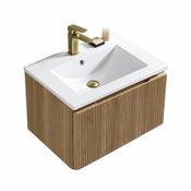Flauto 600mm Fluted Wall Hung Vanity &amp;amp; Ceramic Gloss Coperta Basin image
