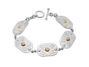 Arda Sterling Silver with Gold Boss Bracelet (25mm)