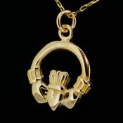 9ct Yellow Gold Double Sided Claddagh Necklace image