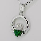 Silver Claddagh Necklace with Agate image