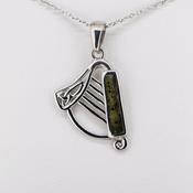 Silver Harp Necklace with Connemara Marble image