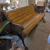 Cast-Iron Garden Bench With Wooden Seat image