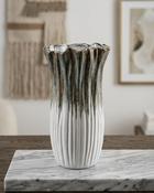 Ceramic Lined Vase White-Green-Brown (D17cm × H30cm)