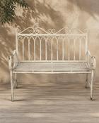 Antique Cream Iron Bench (L 123 x W 56 x H 102.5 cm)