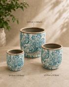 Green &amp;amp; Beige Ceramic Flowers Planter (D15cm × H14cm) image