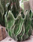 Ceramic Leaf Pot Green (D 19 x H 18 cm) image