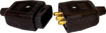 3 Pin Rubber Connector Black Male Female