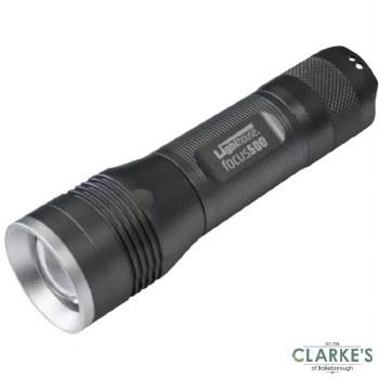 Lighthouse Elite Focus Torch 500 Lumens LED with Adjustable Focus, High/Low/Strobe Modes, IP54 Water/Dust Resistant, Anodised Aluminium Body