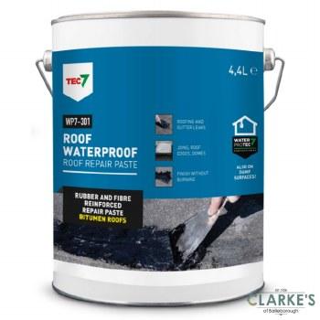 Tec7 WP7-301 Roof Waterproof Repair Paste - Rubber & Fibre Reinforced, Size 4.4L, Apply on Wet/Dry Surfaces, Rain Resistant, -15C to +40C, Adheres to All Materials, Bituminous Compatible