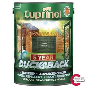 Cuprinol Ducksback Forest Green 5L Shed & Fence Paint - Non Drip, Advanced Colour, Water Repellent, Frost Protection