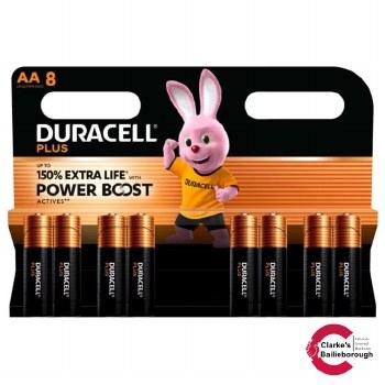 Duracell AA Plus Power Boost Batteries 8 Pack - Up to 150% Extra Life Alkaline