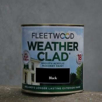 Fleetwood Weather Clad Masonry Paint - Black, Size 1 Ltr - Smooth Exterior Finish