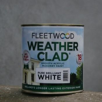 Fleetwood Weatherclad Masonry Paint Brilliant White Size 1 Ltr Smooth Finish Anti Mould & Algae 18 Years