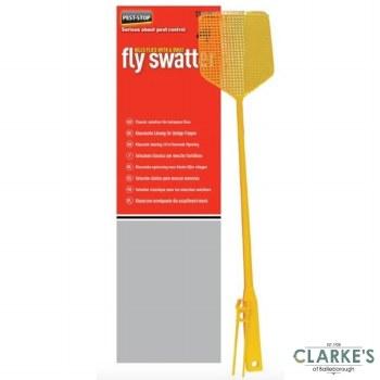 Pest-Stop Fly Swatter with Extra Long Handle, Built-In Tweezers, and Spikes on Top - Red & Yellow Mix