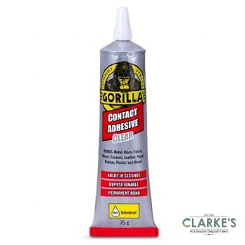 Gorilla Contact Adhesive Clear 75g | Waterproof, Bonds Metal, Glass, Fabric, Wood, Ceramic, Leather, Paper, Rubber, Plastic