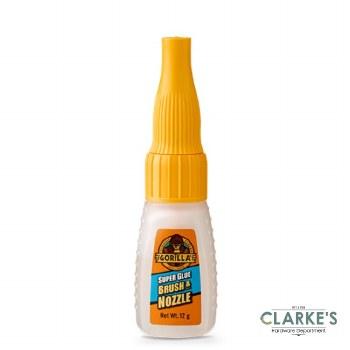 Gorilla Super Glue Brush & Nozzle 12g, Fast-setting, Impact-resistant, Bonds plastic, wood, metal, ceramic, rubber, leather, paper