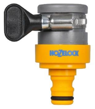 Hozelock Round Tap Connector, Size 18mm, Yellow, Stainless Steel Clip