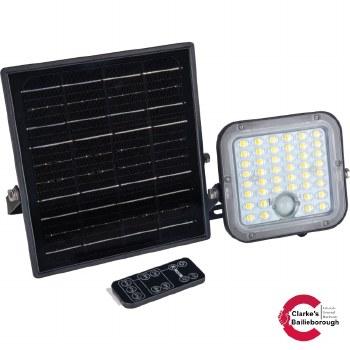 Luceco Mensa 10W Solar Floodlight with PIR Sensor & Remote | 1500 Lumens | Black | IP65 Rated