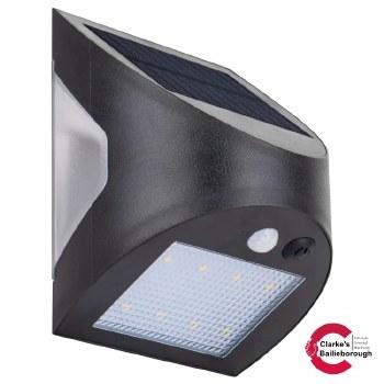 Luceco Prysm 3W Solar Wall Light Black 300 Lumen PIR Motion Sensor USB-C Charging IP54 Rated