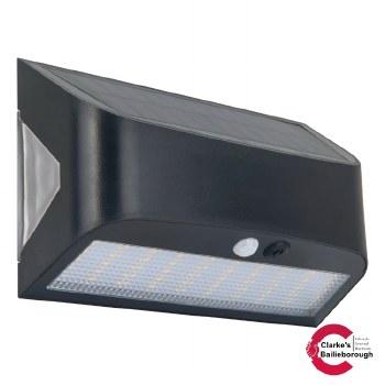 Luceco Prysm 6W Solar Wall Light 600 Lumens 4000K Black IP54 with PIR Motion Sensor & USB-C Charging