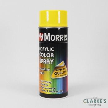 Morris Acrylic Spray Paint Zinc Yellow Gloss 400ml RAL 1018 Fast Drying Anti Rust High Coverage Indoor Outdoor Use Superior Quality