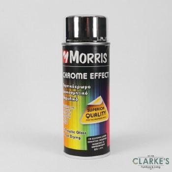 Morris Chrome Effect Spray Paint Silver 400ml - Fast Drying, Excellent Coverage, Metallic Gloss, Indoor & Outdoor Use, Heat Resistant