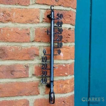 Outside-In Wall Thermometer 16in Centigrade Fahrenheit Metal