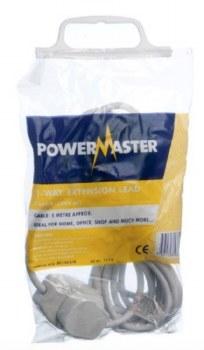 PowerMaster 1-Way 5 Meter Extension Lead White Neon Indicator 13 AMP Fused Plug