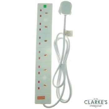 PowerMaster 6 Gang 2 Meter Extension Lead with Surge Protection and Neon Power Indicator