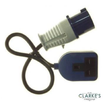 PowerMaster 16 Amp Blue CEE27 Plug to 1 Gang Rubber 13A Socket Adapter for Caravans, Boats, Industrial Use - Durable, CE/ROHS Certified
