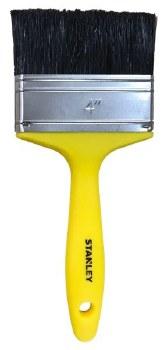 STANLEY 4in Paint Brush Yellow Handle Black Bristles Rust-Resistant Ferrule