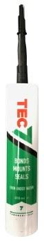 Tec7 Black Silicone Sealant Bonds Mounts Seals 310ml Works Underwater