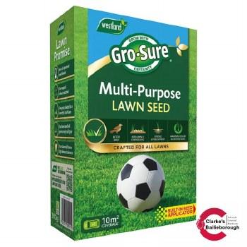 Gro-Sure Multi-Purpose Lawn Seed 390g 10m² Coverage with 30% Extra Free for 13m² Total Coverage, Hard-wearing, Strong Root Growth, Bird Deterrent, Quick Germination, Built-in Seed Applicator