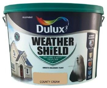Dulux Weathershield Masonry Paint County Cream 10L - Smooth Finish, Ultimate Durability