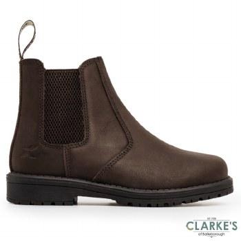 Xpert Heritage Wrangler Junior Dealer Boots Dark Brown Size UK 1 Waxy Leather Chelsea Style with Elasticated Side Panels and Pull Tab