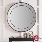 Antique Bronze Metal Round Wall Mirror image