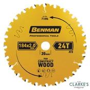 Benman Circular Saw Blade For Construct Wood 184x2mm 24T
