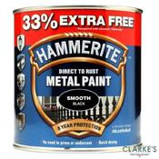 Hammerite Metal Paint Smooth Black 750ml + 33% EXTRA