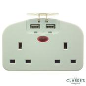 PowerMaster Twin Continental Adaptor with USB Ports image