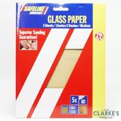Safeline Glass Paper Sheets Grit 80 Medium | Pack of 5 image