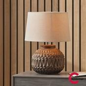 Anneli Bronze Aztec Texture Ceramic Table Lamp