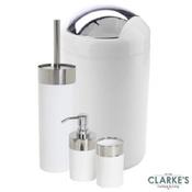 AtHome Bathroom Set - Bin, Brush, Dispenser, Tumbler