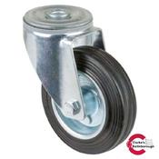 Transport Castor Wheel 100mm Swivel Stem 70kg Rubber Black