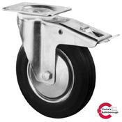 Transport Castor Wheel 125mm with Brake 100kg  Rubber Black