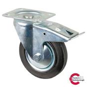 Transport Castor Wheel 160mm with Brake 135kg Rubber Black
